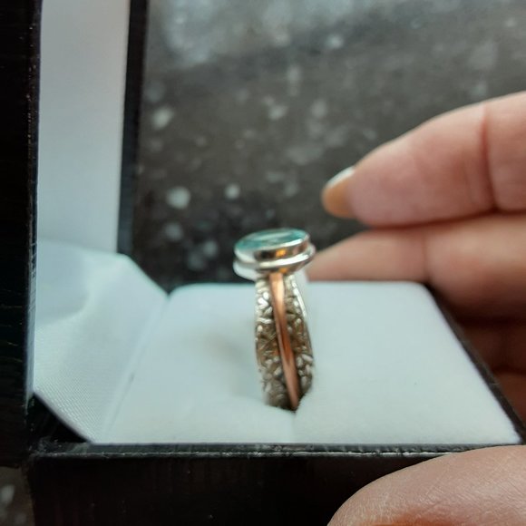 925 Stamped Sterling & Aquamarine Ring - Picture 4 of 9